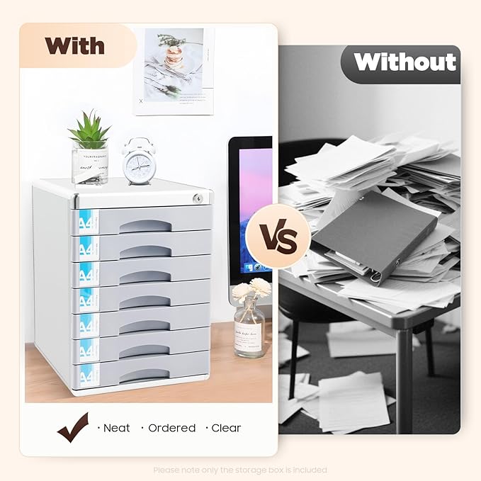 7 Tier Desktop Drawer Organizer, Aluminum Alloy File Organizer, Desktop Drawer - Image 7