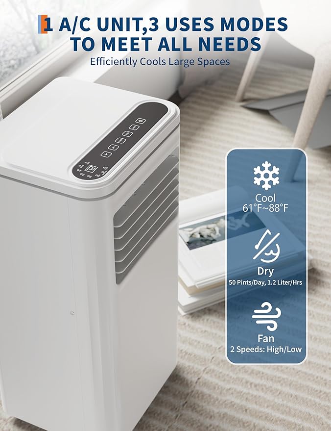 10, 000 BTU Portable Air Conditioner, 3 in-1 Portable AC Unit - Image 3