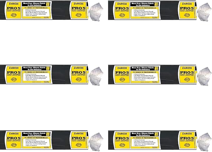 Dewitt 5-Pack Sunbelt Weed Barrier Fabric 3.2 oz, 6 x 300 Feet – Heavy-Duty by DeWitt