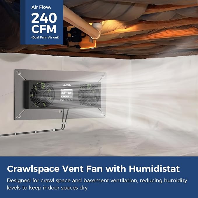 ALORAIR 240CFM Crawlspace Ventilation Fan, - Image 2