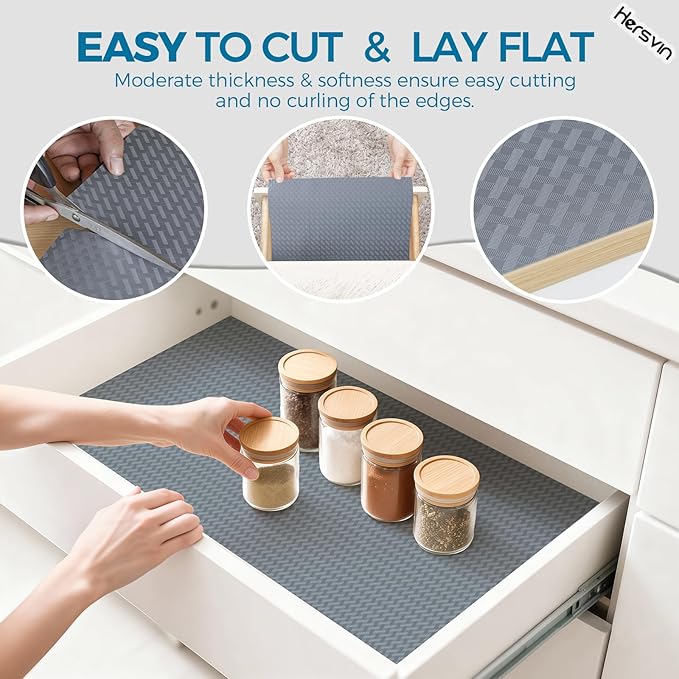 Hersvin Shelf Liners 16 in x 20 ft EVA Drawer Mats, Non-Adhesive Cupboard Pad - Image 5