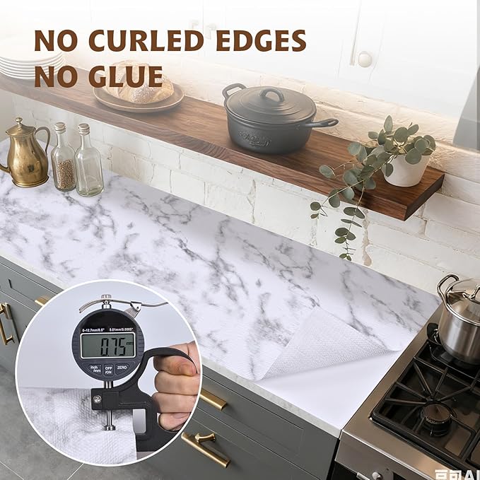 Shelf Liners for Kitchen Cabinets 12in x 30FT, Non Adhesive Drawer Liner Marble - Image 8