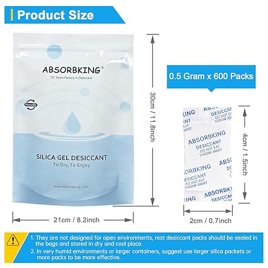 Silica Packets – 0.5 Gram 600 Packs Silica Gel Packets, Food Grade Desiccant - Image 3