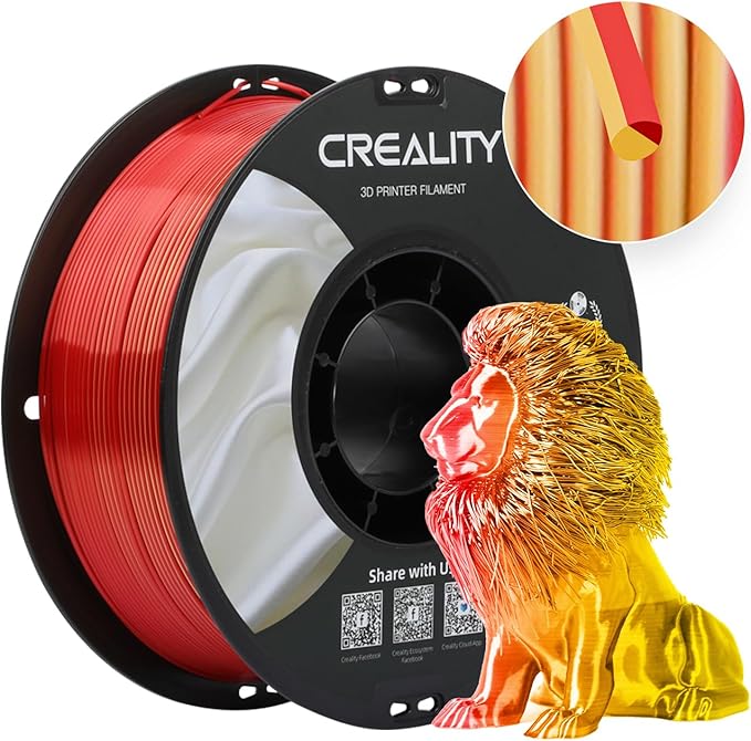 Creality Silk Filament, PLA 3D Printer Filament 1.75mm Multi Color, Smooth and by Creality