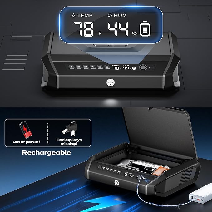 Gun Safe with LCD Display, ≤0.1s Quick Access Handgun Safe - Image 4