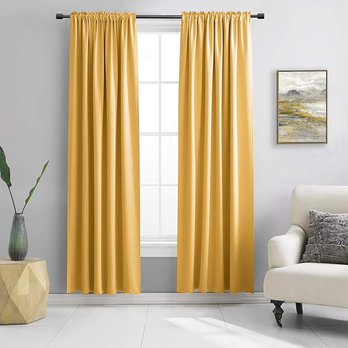DONREN Gold Yellow Blackout Thermal Insulated Curtain Panels by DONREN
