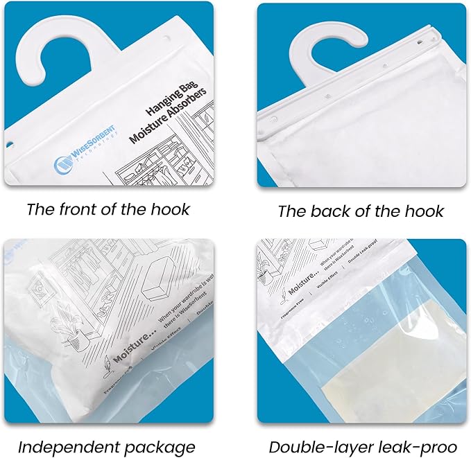 500G 3 Pack Hanging Moisture Absorbers Dehumidifier Bags - Image 5