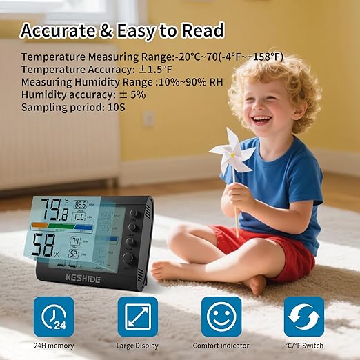 Hygrometer Thermometer Gauge Mini Digital, Monitor Indoor Outdoor Humidity - Image 4