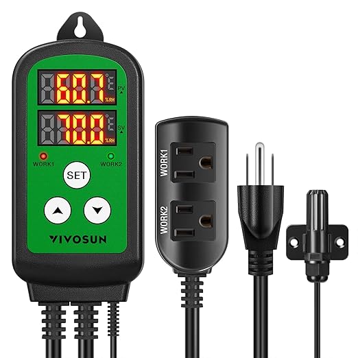 VIVOSUN Humidity Controller, 1200W Dual-Stage Outlet, Pre-Wired Digital by VIVOSUN