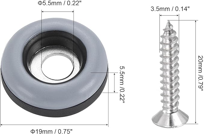 uxcell 19mm Furniture Feet Slider Glides Screw-in Chair Leg Protector Pads PTFE - Image 2