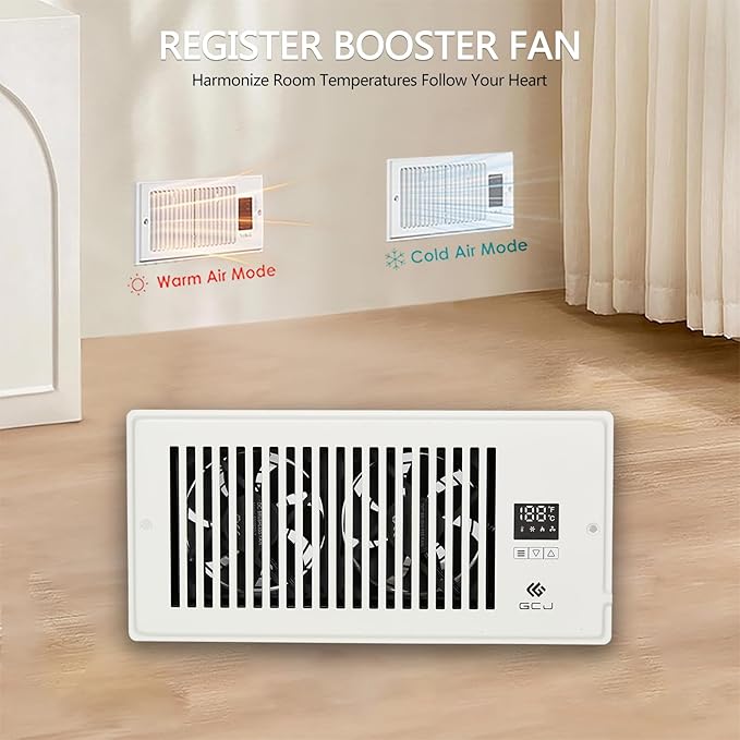 GCJ Register Booster Fan, Fits Wall and Floor 4” x 10” Register Holes, Vent Fan - Image 6