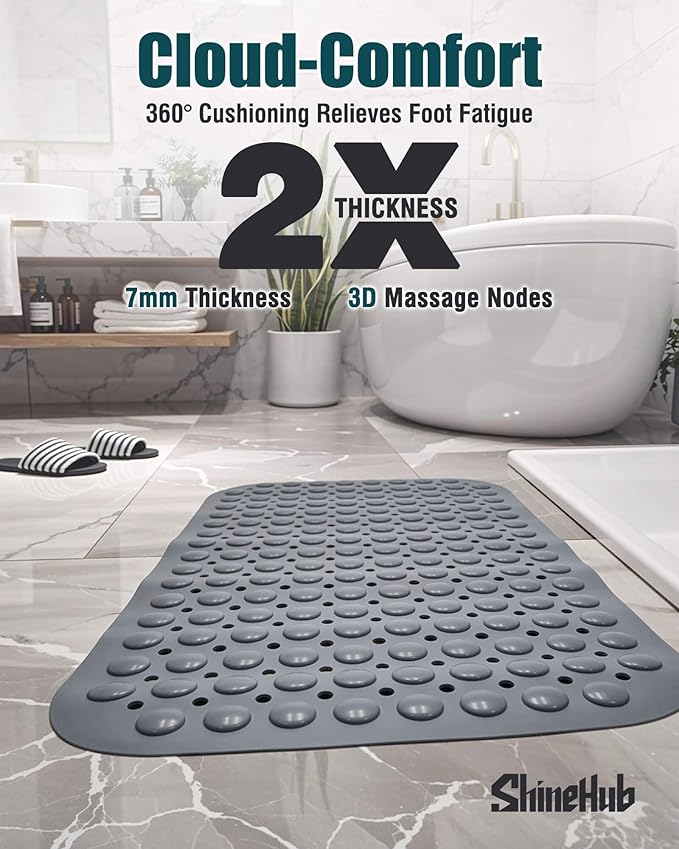 Non-Slip Bath Mat for Tub Shower, TPE Machine Washable Bathroom Essentials - Image 3