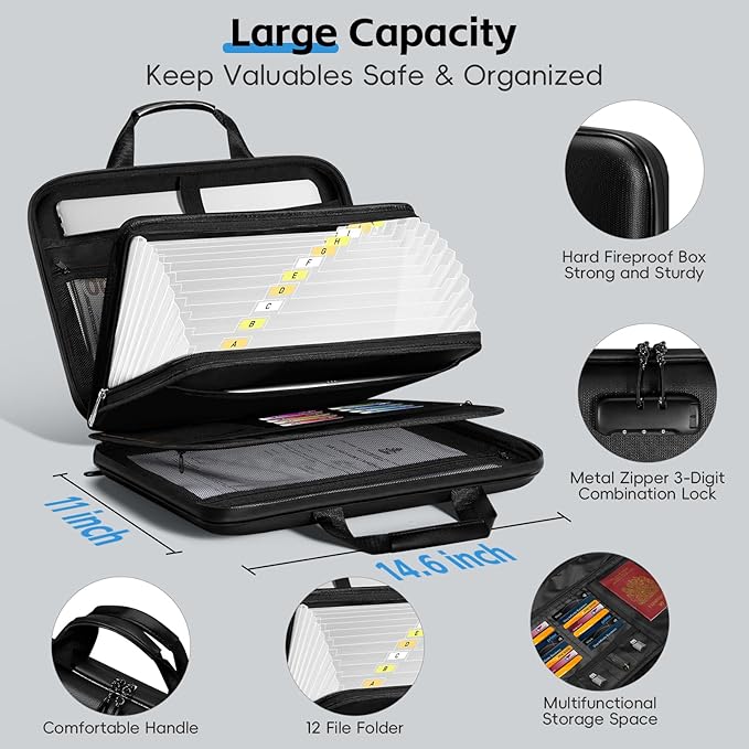 Fireproof Document Box, Hard-shell Waterproof Fire Proof Bag - Image 2