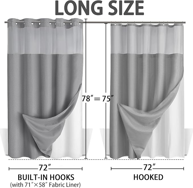 No Hook Shower Curtain and Liner Set - Image 6
