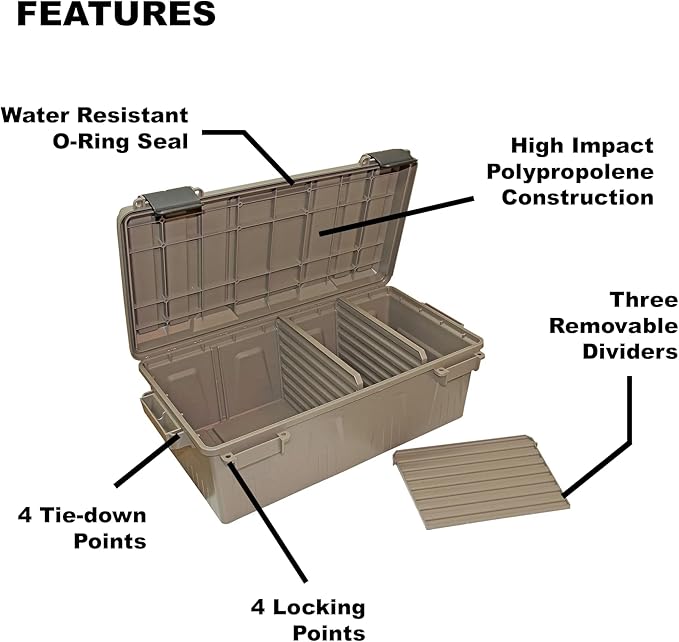 MTM ACDC30, Divided Ammo Crate Utility Box, Water- Resistant, Snap Latch - Image 6