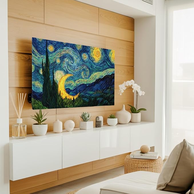 Starry Sky Moon Stars Forest Indoor TV Cover, Elastic TV Screen Protector Oil - Image 3
