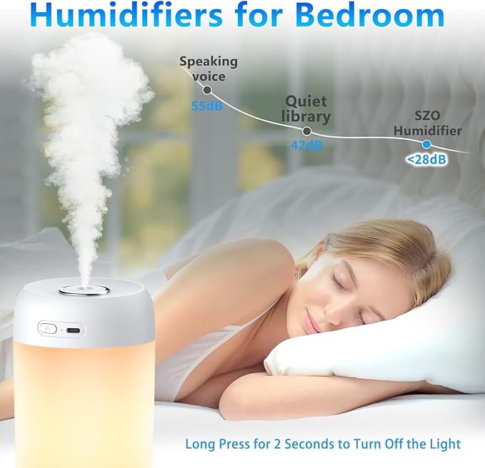 SZO Night Lights Humidifiers For Bedroom, USB Rechargeable, LED Lights For - Image 3