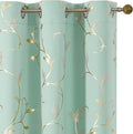 BUHUA Blackout Curtains Gold Foil Print Flower Vine Grommet Drapes, Room by BUHUA
