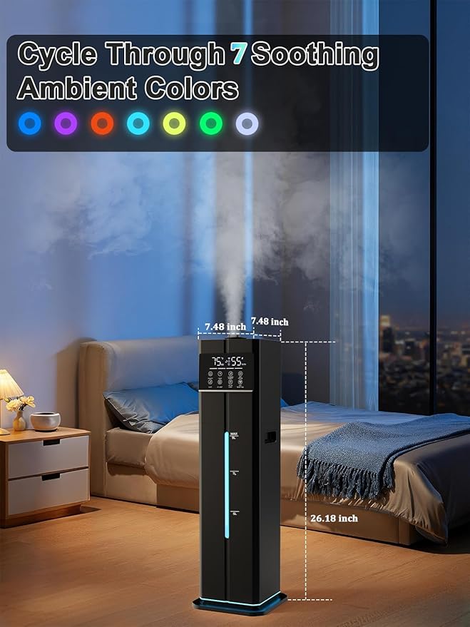 9L/2.4Gal Smart Cool Mist Humidifier, Top Fill Quiet Humidifier Large Room - Image 7