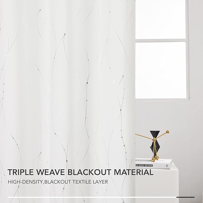 Deconovo White Curtains 63 Inches Long, Room Darkening Curtain, Thermal - Image 7