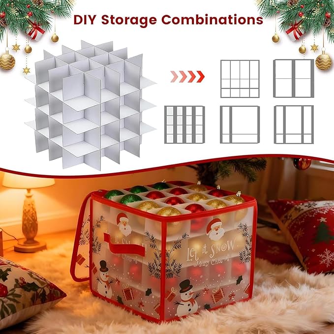 Ornament Boxes - Large Capacity Holiday Organizer, Removable Dividers, Portable - Image 4