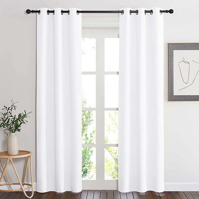 NICETOWN Pure White Window Curtain and Drape, 1 Panel, 34 by 84, Easy Care by NICETOWN
