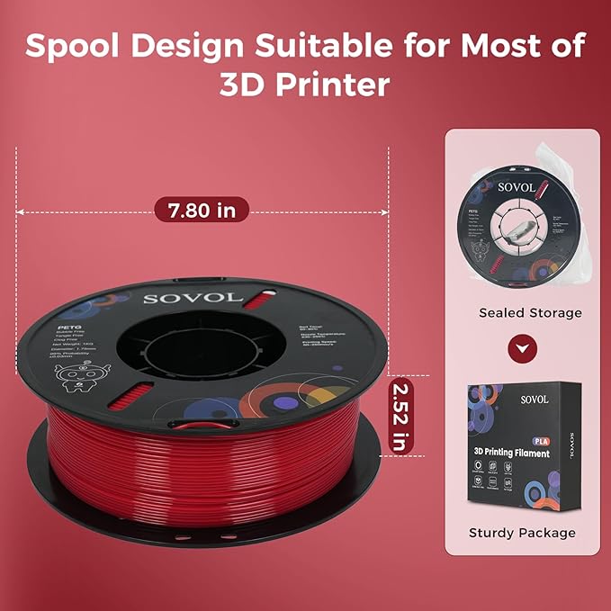 Sovol 3D Printer PETG Filament 1.75mm 1KG, High Precision, Strong Toughness - Image 8