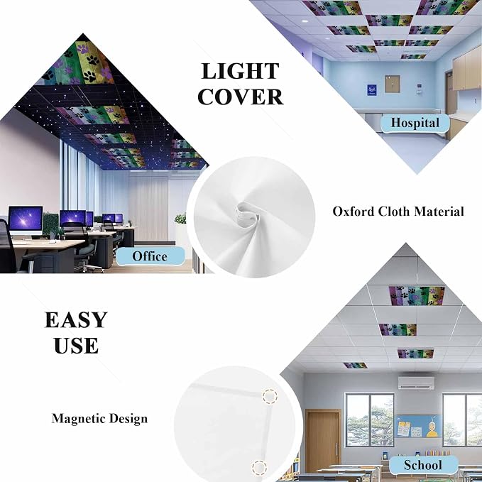 Yukro 1 Pack Fluorescent Light Covers Colorful Dog Paw Prints on The Board - Image 5