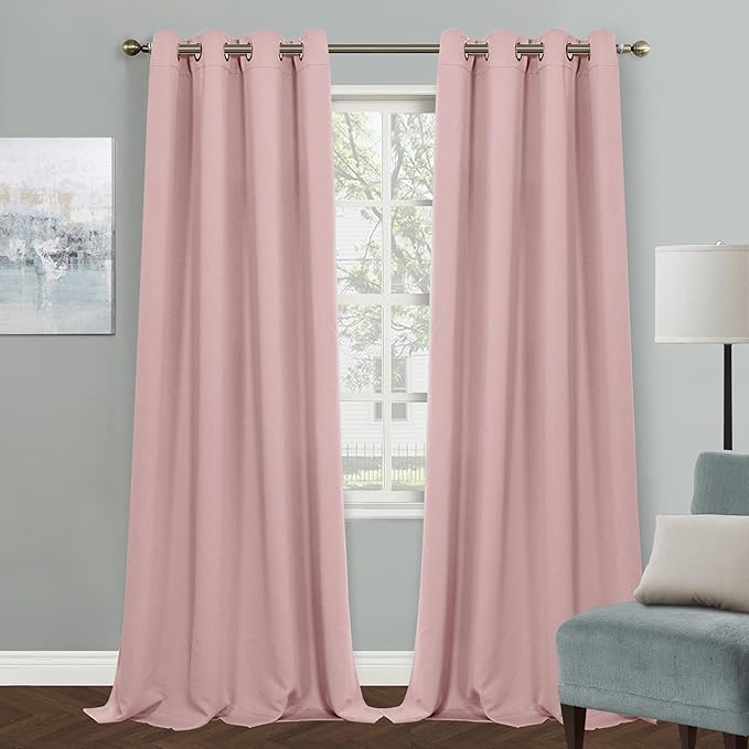 MYSKY HOME Pink Curtains for Living Room, 95 Inch Long Grommet Room Darkening by MYSKYHOME