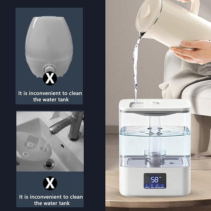 KZF 4L Top Fill Humidifiers for Bedroom & 60H Runtime - Image 5