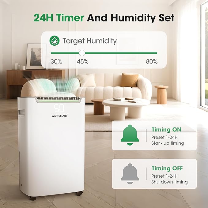 Dehumidifiers for Home with Drain Hose, 75 OZ Water Tank, 4500 Sq.Ft 55 Pints - Image 8