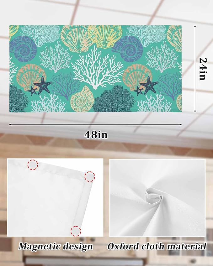 Fluorescent Light Covers for Ceiling Lights Nautical Coastal Ocean Coral - Image 7