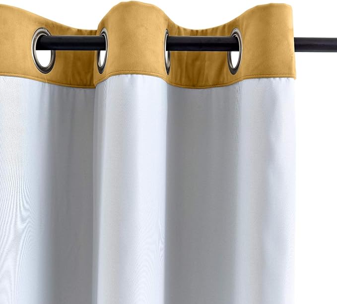ChadMade Extra Wide Blackout Lined Premium Velvet Curtain Wheat 120Wx72L Inch - Image 3