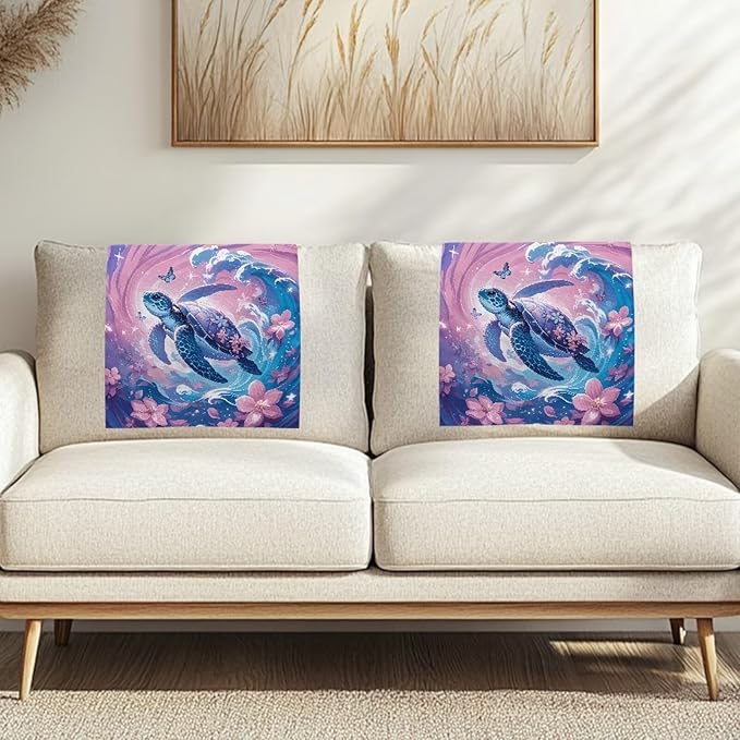 Sea Turtle Headrest Cover for Couch Non-Slip Flower Pink Furniture Slipcover - Image 2