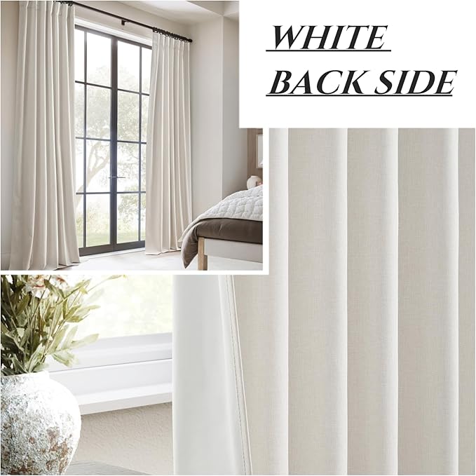 100% Blackout Curtains for Bedroom, 100 Inch Living Room Faux Linen Designer - Image 6