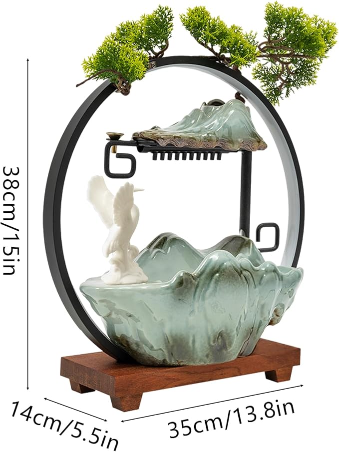 15In White Crane Water Fountain Waterfall Indoor Tabletop Decration Humidifier - Image 5