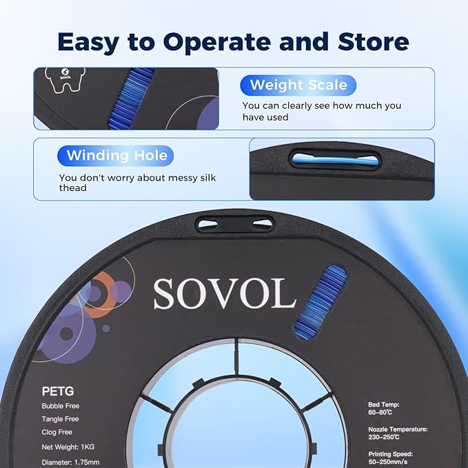 Sovol 3D Printer PETG Filament 1.75mm, Gradient Multicolors Filaments Material - Image 7