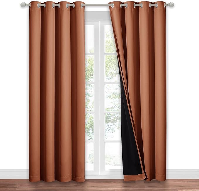 NICETOWN Burnt Orange 100% Blackout Window Curtain Panel, Cold and Full Light - Image 2