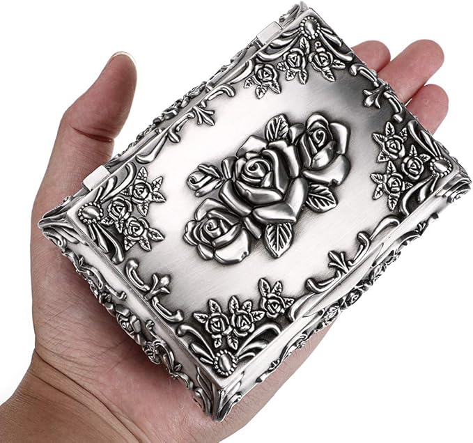 Hipiwe Vintage Metal Jewelry Box Small Trinket Jewelry Storage box - Image 4