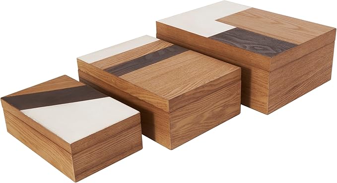 Deco 79 Wooden Geometric Decorative Box Decorative Keepsake Boxes by Deco79
