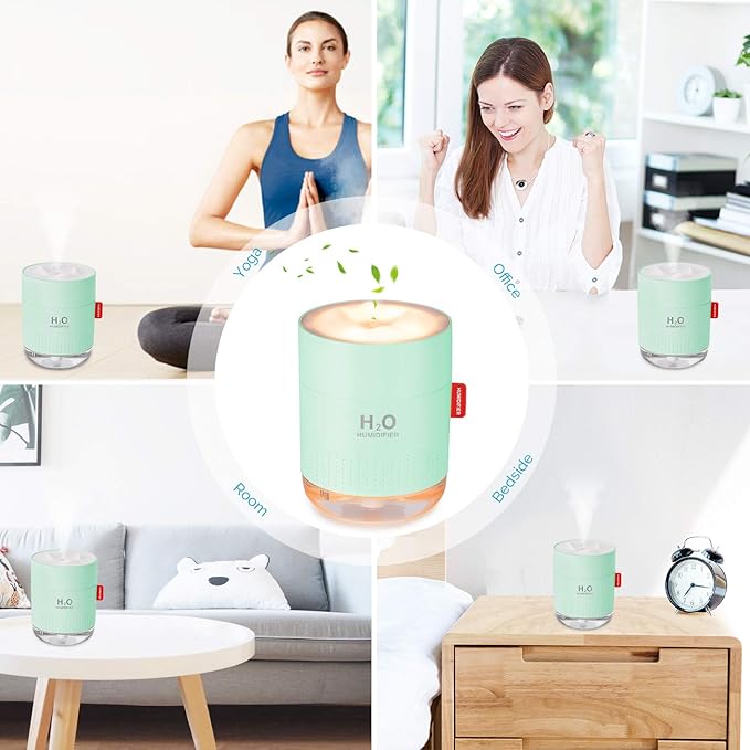 Green Portable Mini Humidifier, 500ml Small Cool Mist USB Desktop Humidifier - Image 7