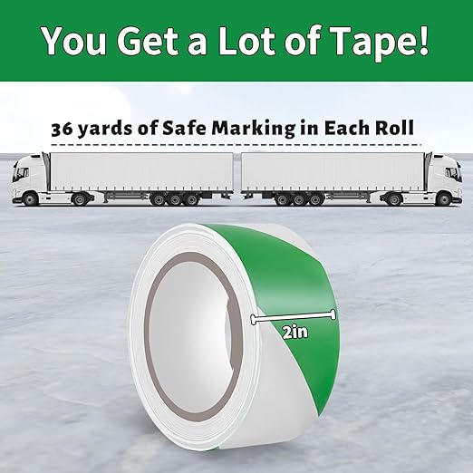 Hazard Tape - 2 Inch x 108 Feet Green & White Ultra-Adhesive Hazard Warning - Image 6
