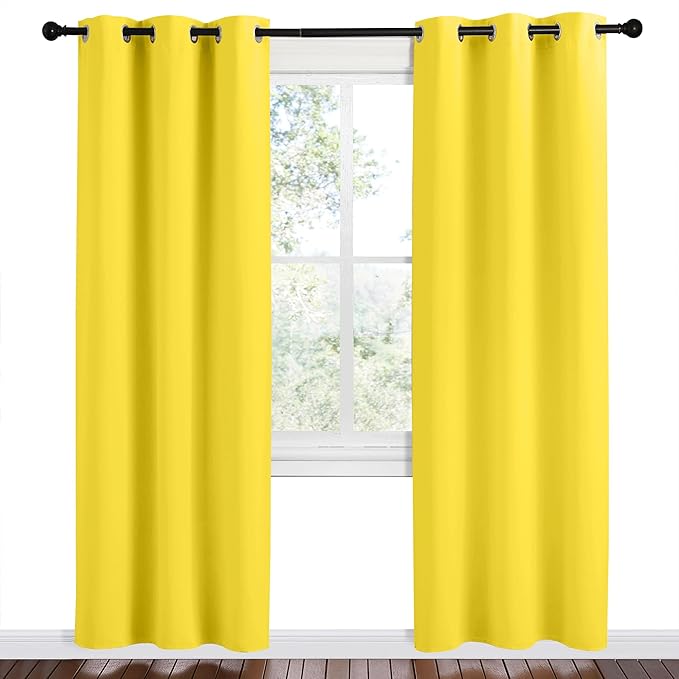 NICETOWN Bright Yellow Room Darkening Curtains - Image 2