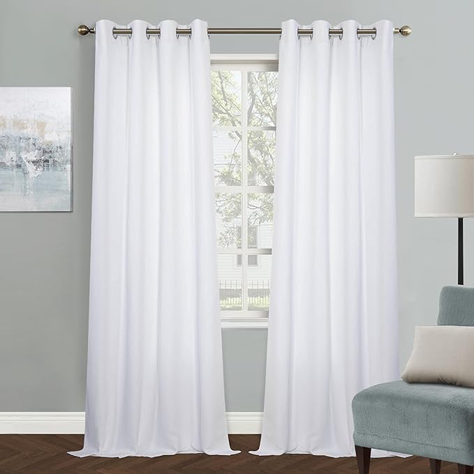 MYSKY HOME White Curtains for Bedroom & Living Room, Grommet Room Darkening by MYSKYHOME