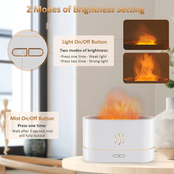 Flame Diffuser Humidifier-Auto Off 180ml Essential Oil Diffuser-2 Modes - Image 4
