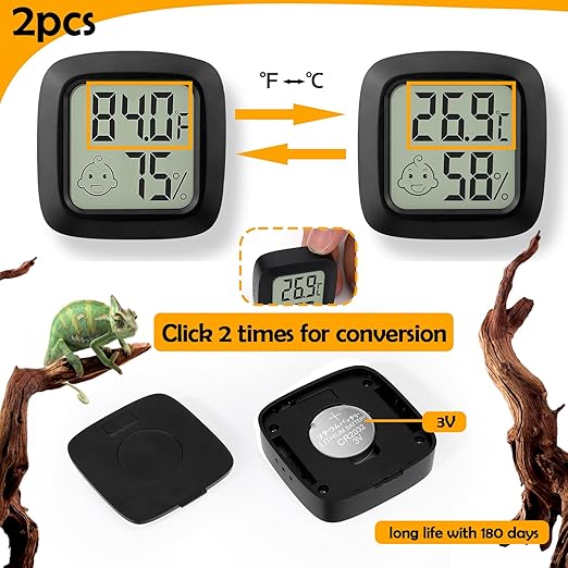 2 PCS Reptile Thermometer and Humidity Gauge - Image 7