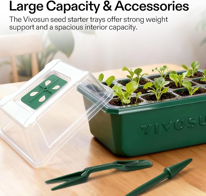 VIVOSUN 12-Pack Seed Starter Trays, 144-Cell Seed Starter Kit - Image 7