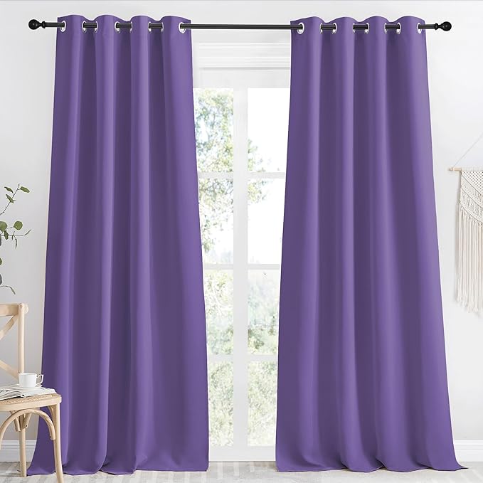 NICETOWN Kitchen Blackout Window Curtain Panel, Lilac Purple, 1 Panel, 55 by 96 by NICETOWN