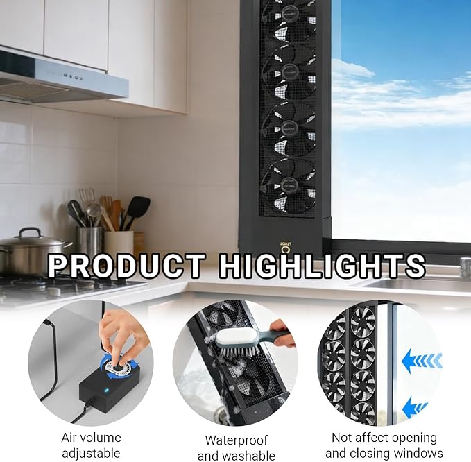 Vertical Window Exhaust Fan, Adjustable Speed - Image 5