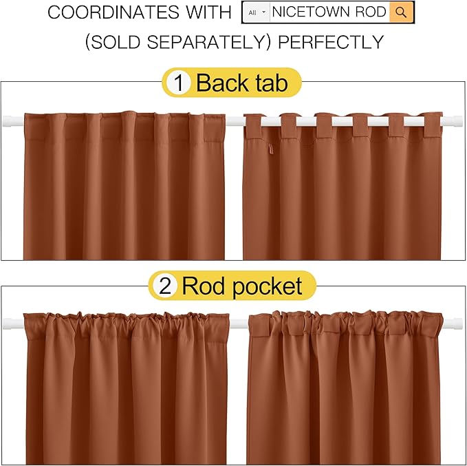 NICETOWN Halloween Blackout Curtains Shades Window Drapes, Burnt Orange Color - Image 3